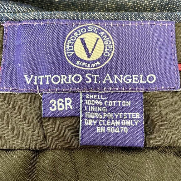 Vtg Vittorio St Angelo 3 Pc Denim Suit Jacket 42R Waistcoat Trousers 36R Western - Picture 6 of 16
